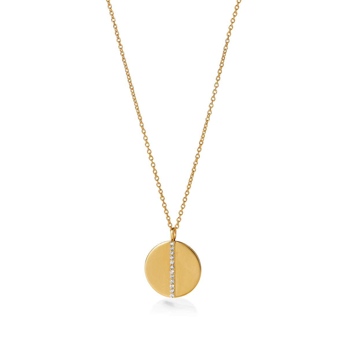 Flip a Coin Kette Lang – clear as day aus vergoldetem Sterling Silber mit weißem Topas