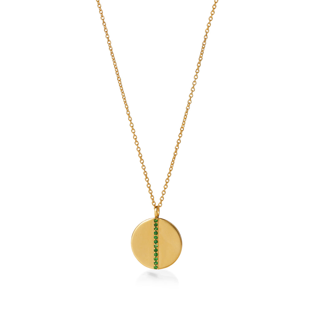 Flip a Coin Kette Lang – shake that tree aus vergoldetem Sterling Silber mit Tsavorite/grünem Granat