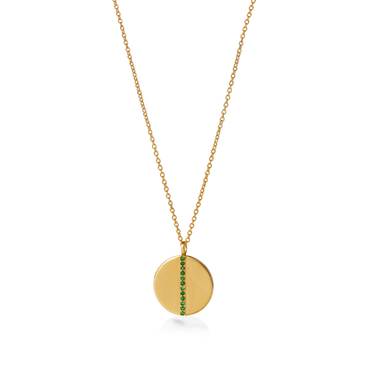 Flip a Coin Kette Lang – shake that tree aus vergoldetem Sterling Silber mit Tsavorite/grünem Granat