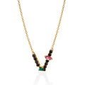 Cosmic Eve Kette – night sky aus vergoldetem Sterling Silber mit Smaragd, schwarzem Spinel, Turmalin, weißem Topas