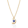 Cinnamon Moon Kette – eccentric blue aus vergoldetem Sterling Silber mit blauem Saphir