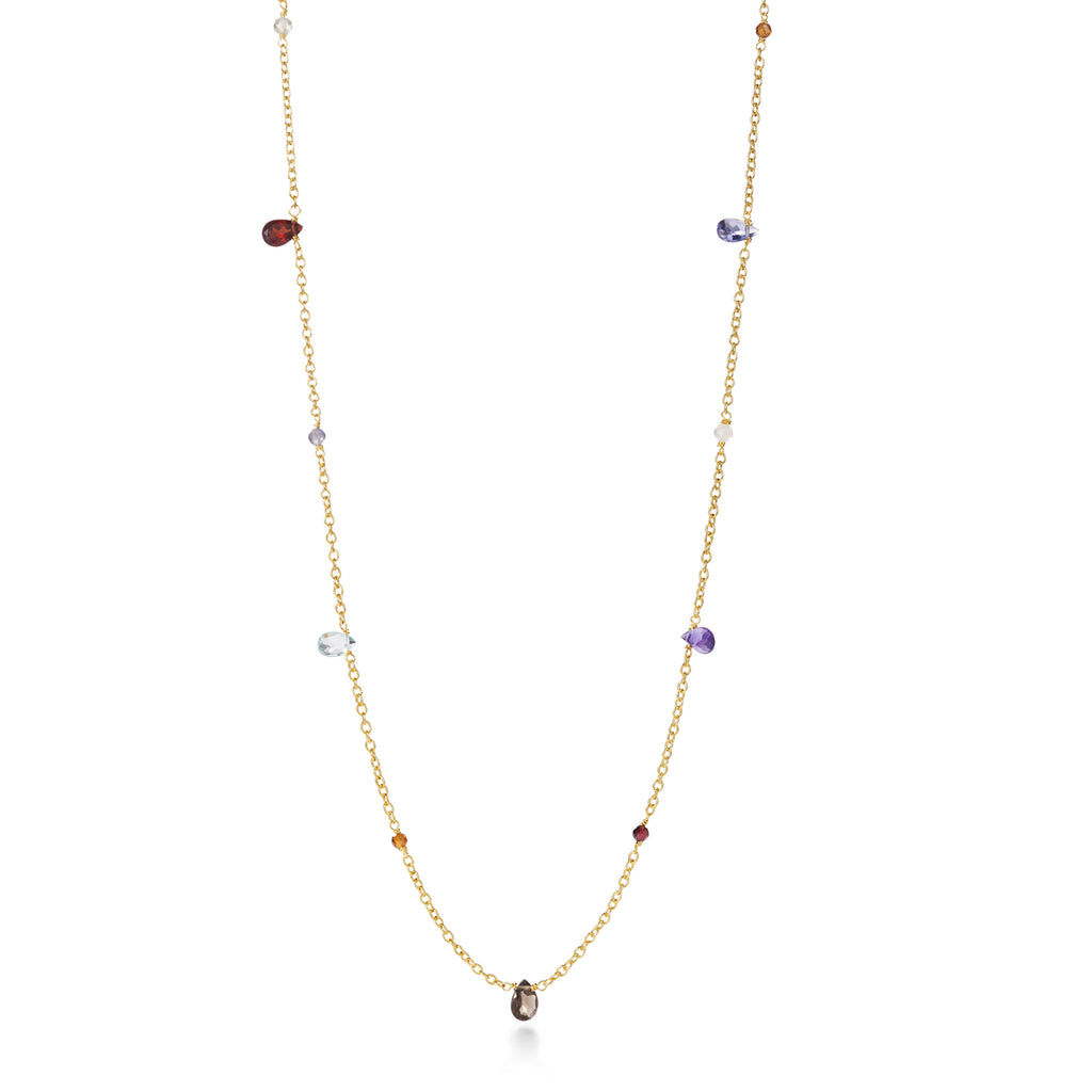 Velvet Garden Kette – vineyard aus vergoldetem Sterling Silber mit Amethyst, blauem Topas, Peridot, Granat, Bergkristall, Citrin