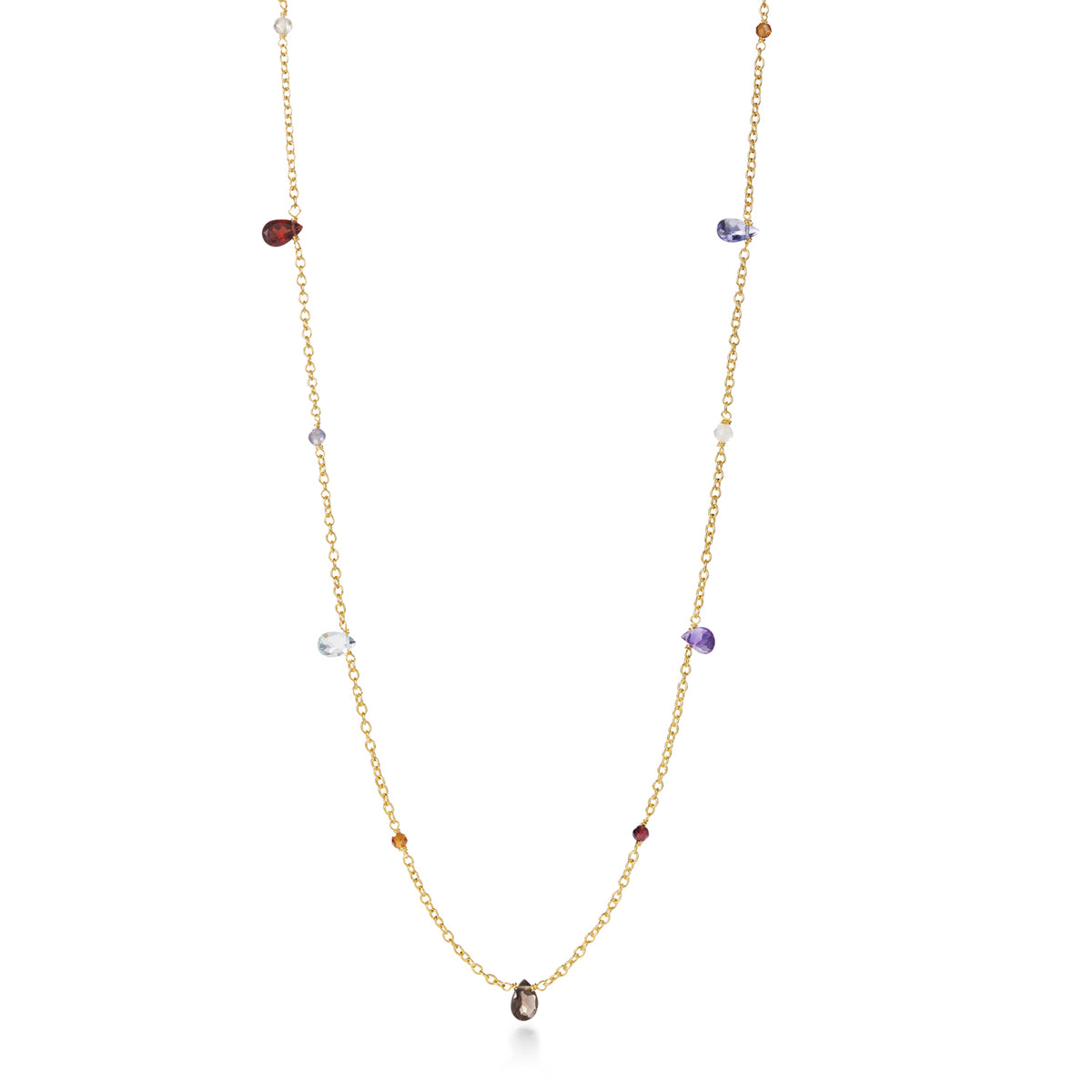 Velvet Garden Kette – vineyard aus vergoldetem Sterling Silber mit Amethyst, blauem Topas, Peridot, Granat, Bergkristall, Citrin