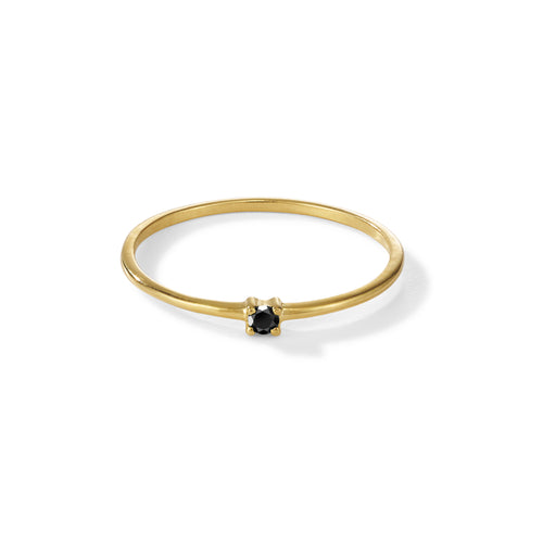 Birdie Ring – the dark night, vergoldet aus vergoldetem Sterling Silber mit schwarzem Spinell