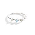 Broken Vintage Ring – milky skylight, Silber aus Sterling Silber mit Mondstein & hellblauem Topas