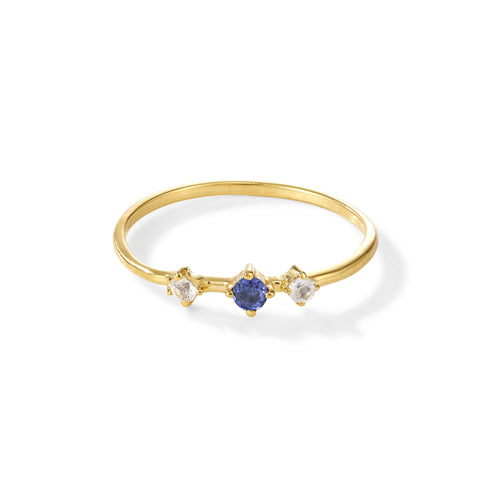 Broken Vintage Ring – blueberry sorbet, vergoldet aus vergoldetem Sterling Silber mit weißem Topas & blauem Saphir