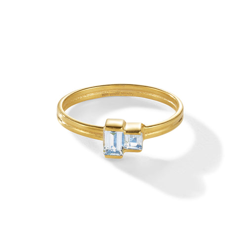 Cheek to cheek Ring – blissful blue, hellblauer Topas aus vergoldetem Sterling Silber mit hellblauem Topas