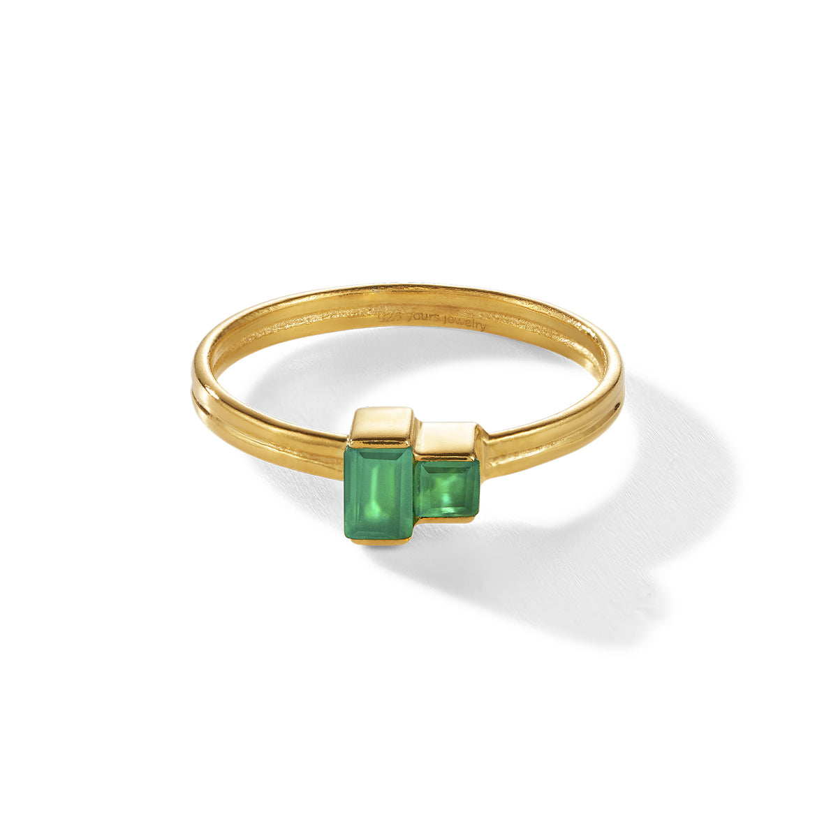Cheek to cheek Ring – chartreuse, grüner Onyx aus vergoldetem Sterling Silber mit grünem Onyx
