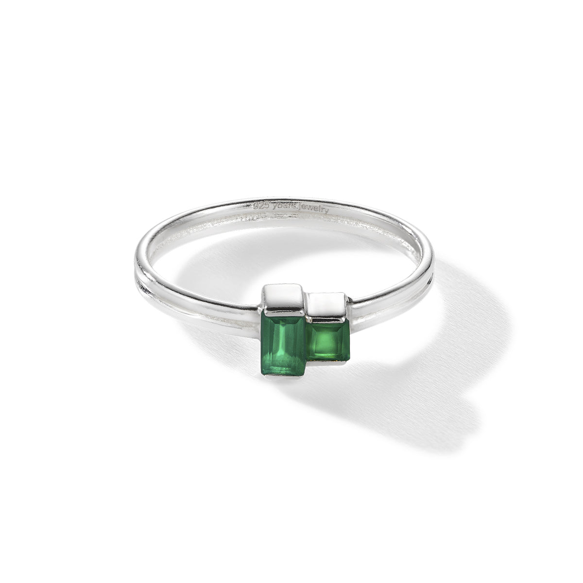 Cheek to cheek Ring – grüner Onyx aus Sterling Silber mit grünem Onyx