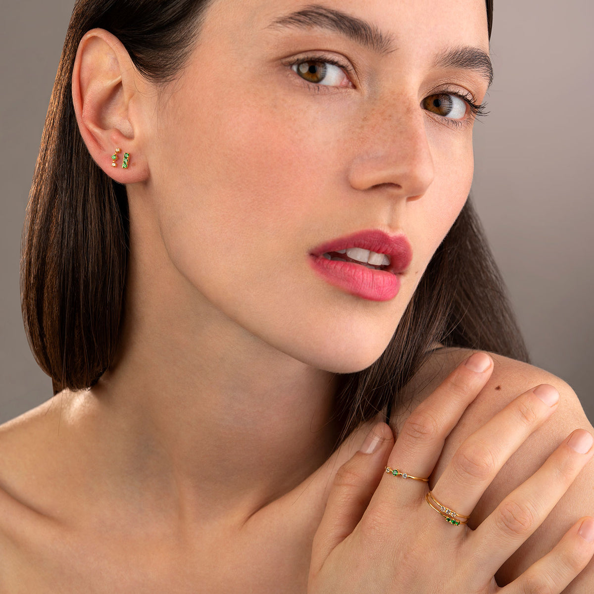 Sweet Lullaby Ring – shake that tree, vergoldet aus vergoldetem Sterling Silber mit Tsavorite/grünem Granat, Ansicht 2