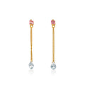 Falling Water Ohrring aus vergoldetem Sterling Silber mit pink Turmalin, hellblauem Topas