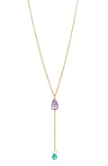 Falling Water Kette – crocus aus vergoldetem Sterling Silber mit Amethyst & grünem Turmalin